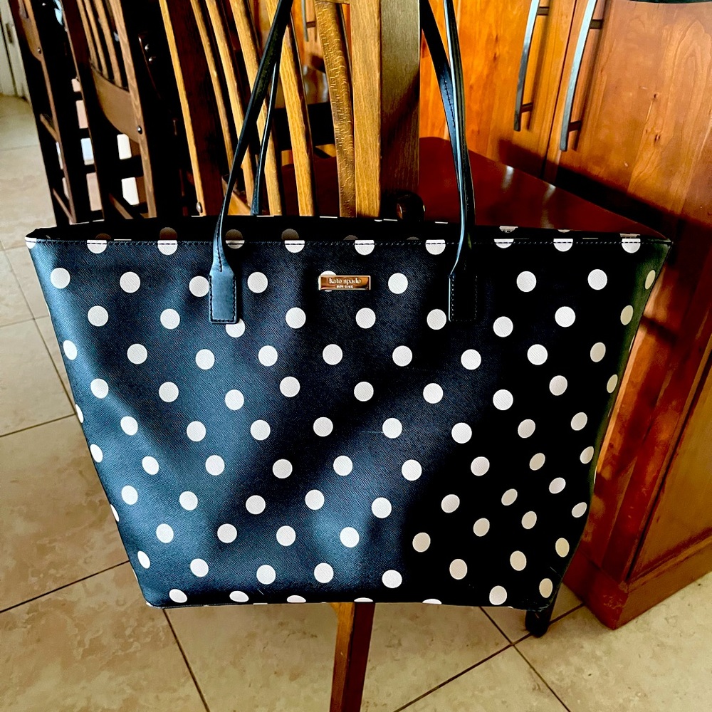 Kate Spade black and cream polka dot tote. Hardly worn. Like new.